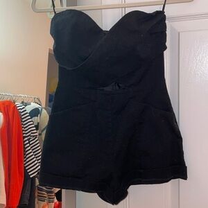 BLACK Short Romper with pockets